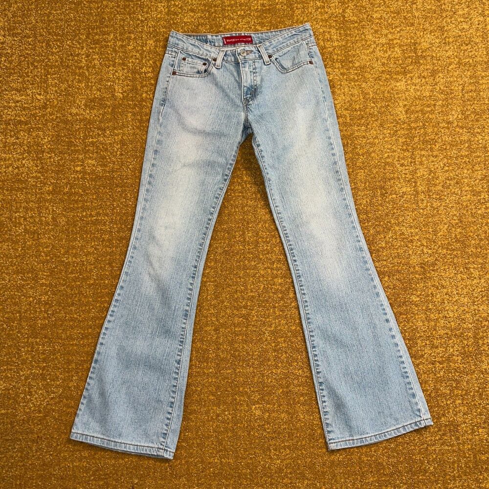 Vtg Levis 518 Superlow Boot Cut Jeans Juniors 3 Medium Y2K Low Rise Light Wash